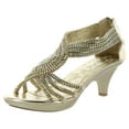 thumbnail image 1 of Delicacy Womens Angel-37 Strappy Rhinestone Dress Sandal Low Heel Shoes, 1 of 4