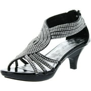 STATIC FOOTWEAR Delicacy Womens Angel-37 Strappy Rhinestone Dress Sandal Low Heel Shoes