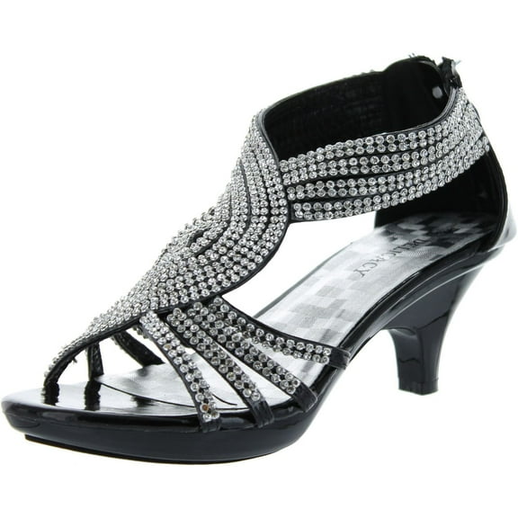 Delicacy Womens Angel-37 Strappy Rhinestone Dress Sandal Low Heel Shoes