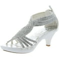 thumbnail image 1 of Delicacy Womens Angel-37 Strappy Rhinestone Dress Sandal Low Heel Shoes, 1 of 4