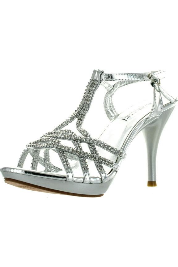 Delicacy Womens ESSENTIAL74 Open Toe Rhinestone Strappy Stiletto High Heel Sandal Shoes