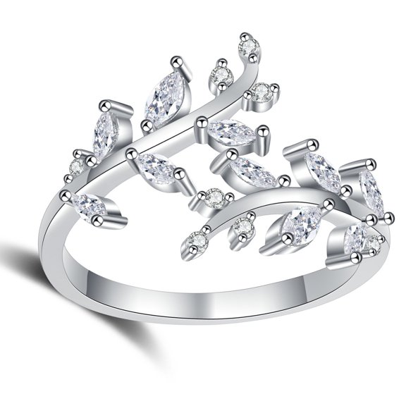 Delicate Accented Branch Rings In Sturdy Copper Cubic Zirconia Leaf Rings For Everyday Elegances
