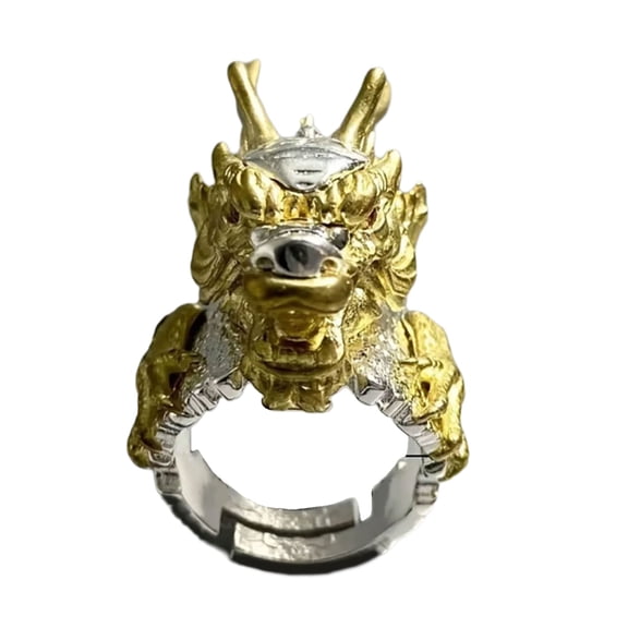 Delicate Adjustable Golden Dragon Rings Retro Charm Alloy Statement Jewelry Versatile Accessory for Stylish Outfits