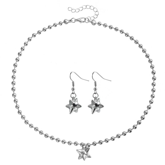 Delicate Alloy Spikes Pendant Earrings Necklace Set Accessory For Punk Style Enthusiasts And Trendy Fashion Lovers