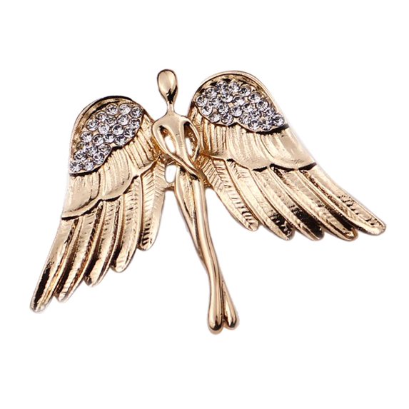 Delicate Angel Brooches Crystal Brooch Pin For Men Women - Gold