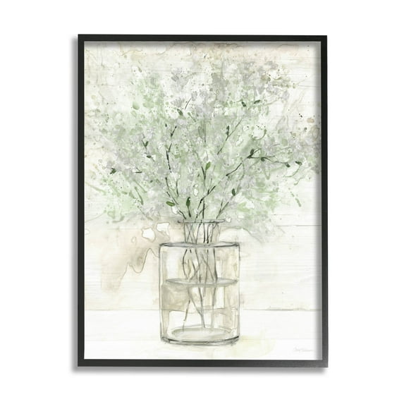 Delicate Baby's Breath Florals Botanical & Floral Graphic Art Black Framed Art Print Wall Art
