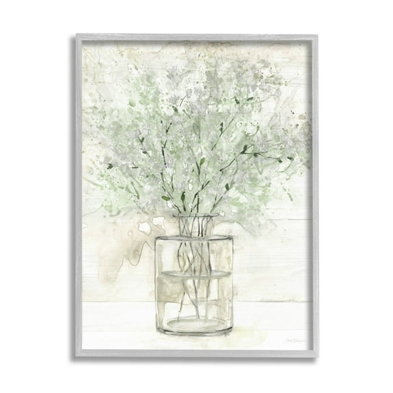 Delicate Baby's Breath Florals Botanical & Floral Graphic Art Gray Framed Art Print Wall Art