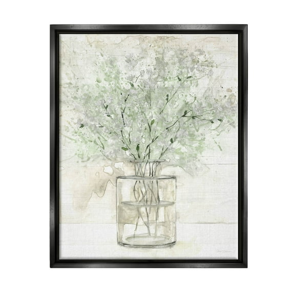 Delicate Baby's Breath Florals Botanical & Floral Graphic Art Jet Black Framed Art Print Wall Art