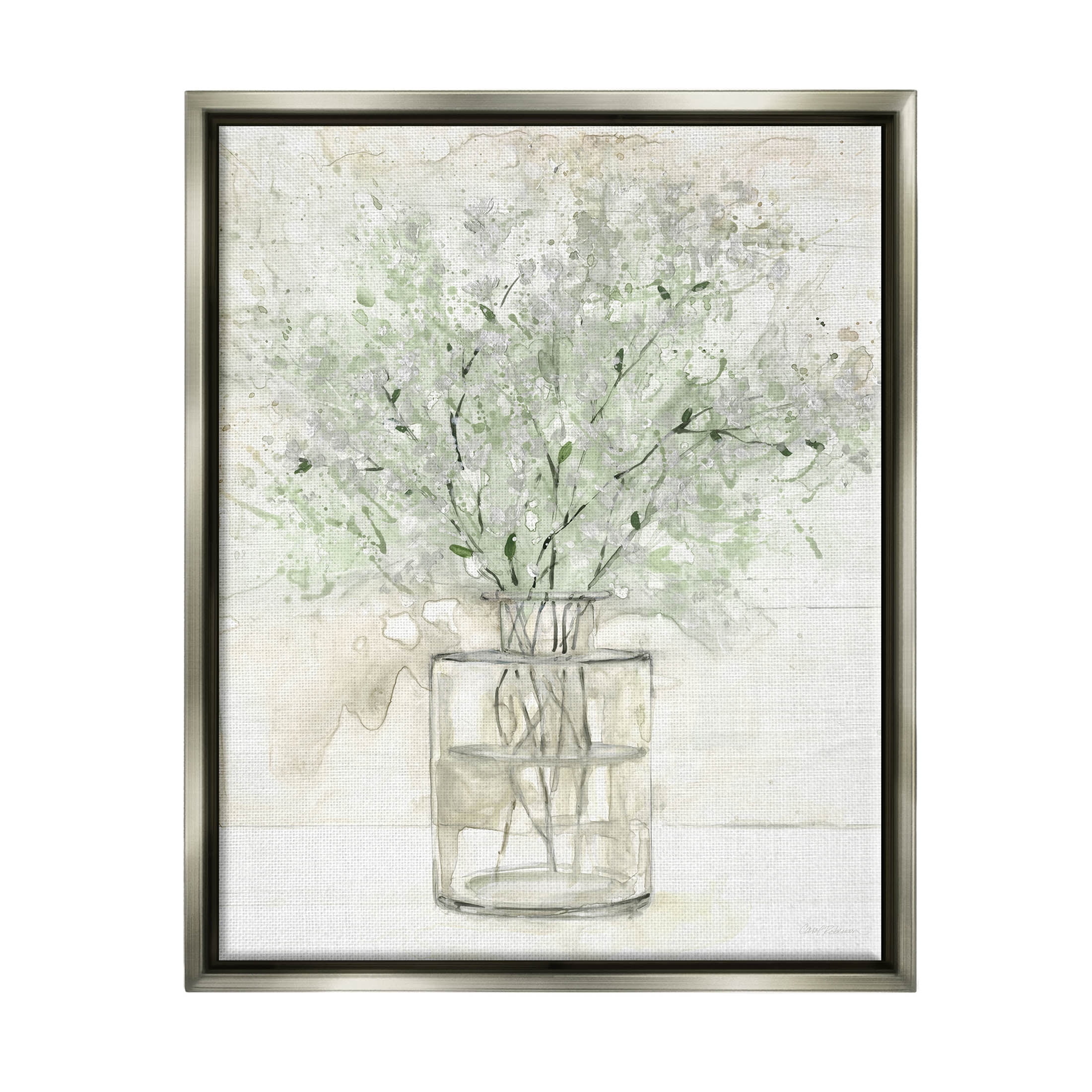 Delicate Baby's Breath Florals Botanical & Floral Graphic Art Luster Gray Framed Art Print Wall Art