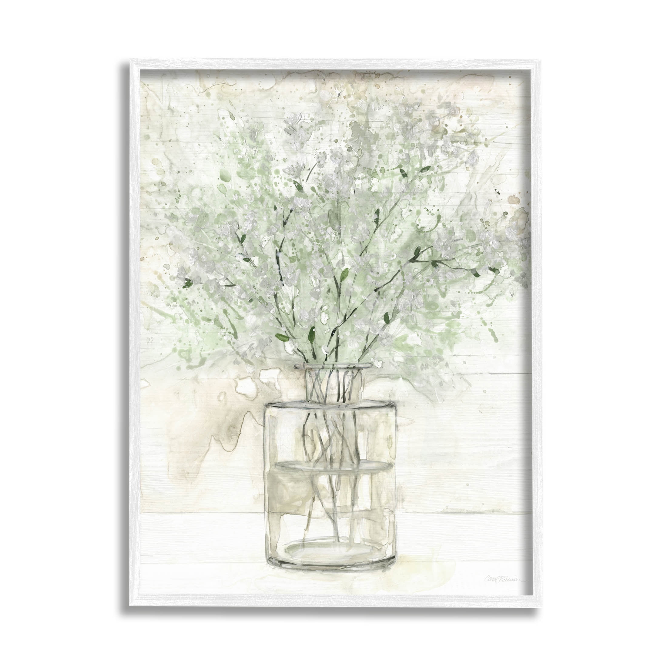 Delicate Baby's Breath Florals Botanical & Floral Graphic Art White Framed Art Print Wall Art