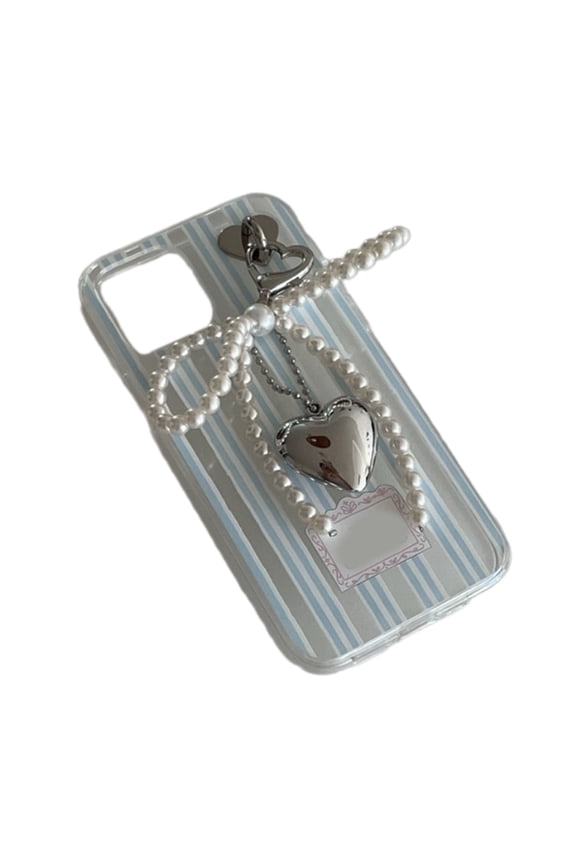 Delicate Beaded Key Chain Handmade Bow Shaped Keyring Heart Keychain Ornament Pearl Decoration for Bags and Phones