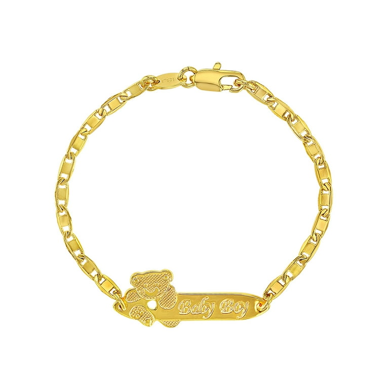 Delicate Bear Baby Boy Tag Identification Charm Bracelet for Young Boys 5.5