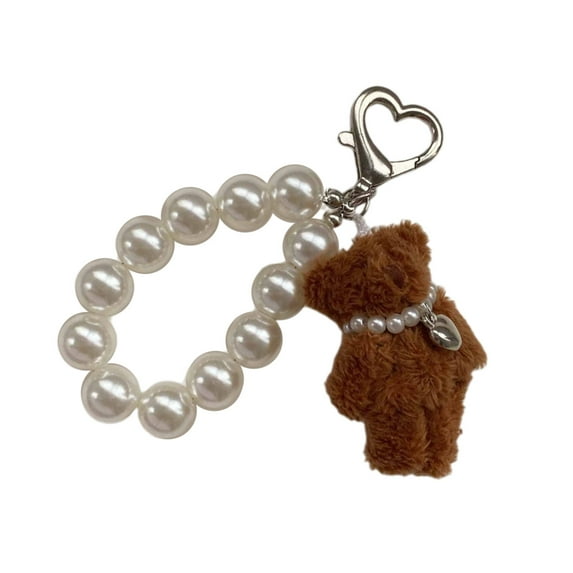 Delicate Bear Pendant with Imitation Pearls Keyring Fashionable Bag Pendant Unique Keychain for Girls and Women