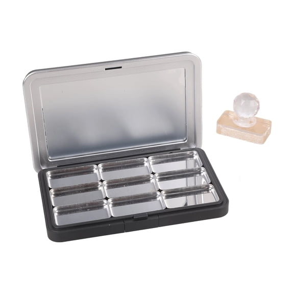 Delicate Black Empty Makeup Palette With Glasses Portable And Sturdy Makeup Holder For Travels