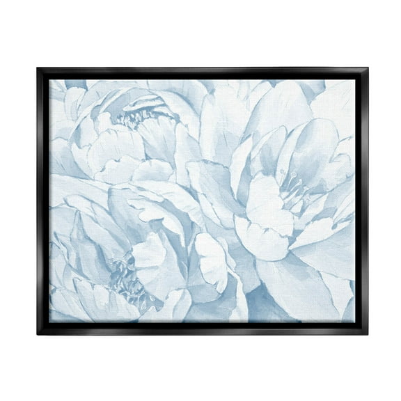 Delicate Blooming White Peonies Botanical & Floral Graphic Art Jet Black Framed Art Print Wall Art