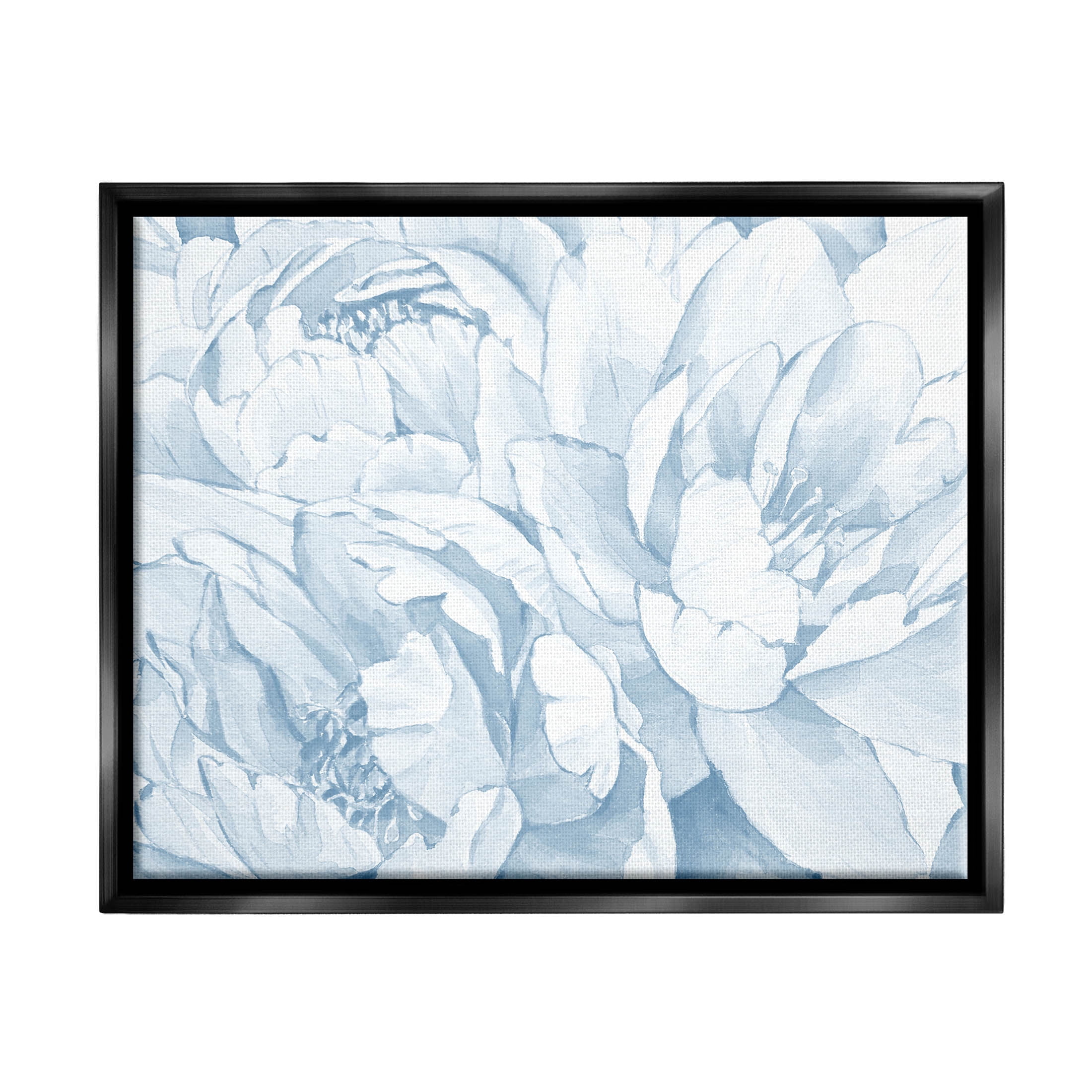 Delicate Blooming White Peonies Botanical & Floral Graphic Art Jet Black Framed Art Print Wall Art