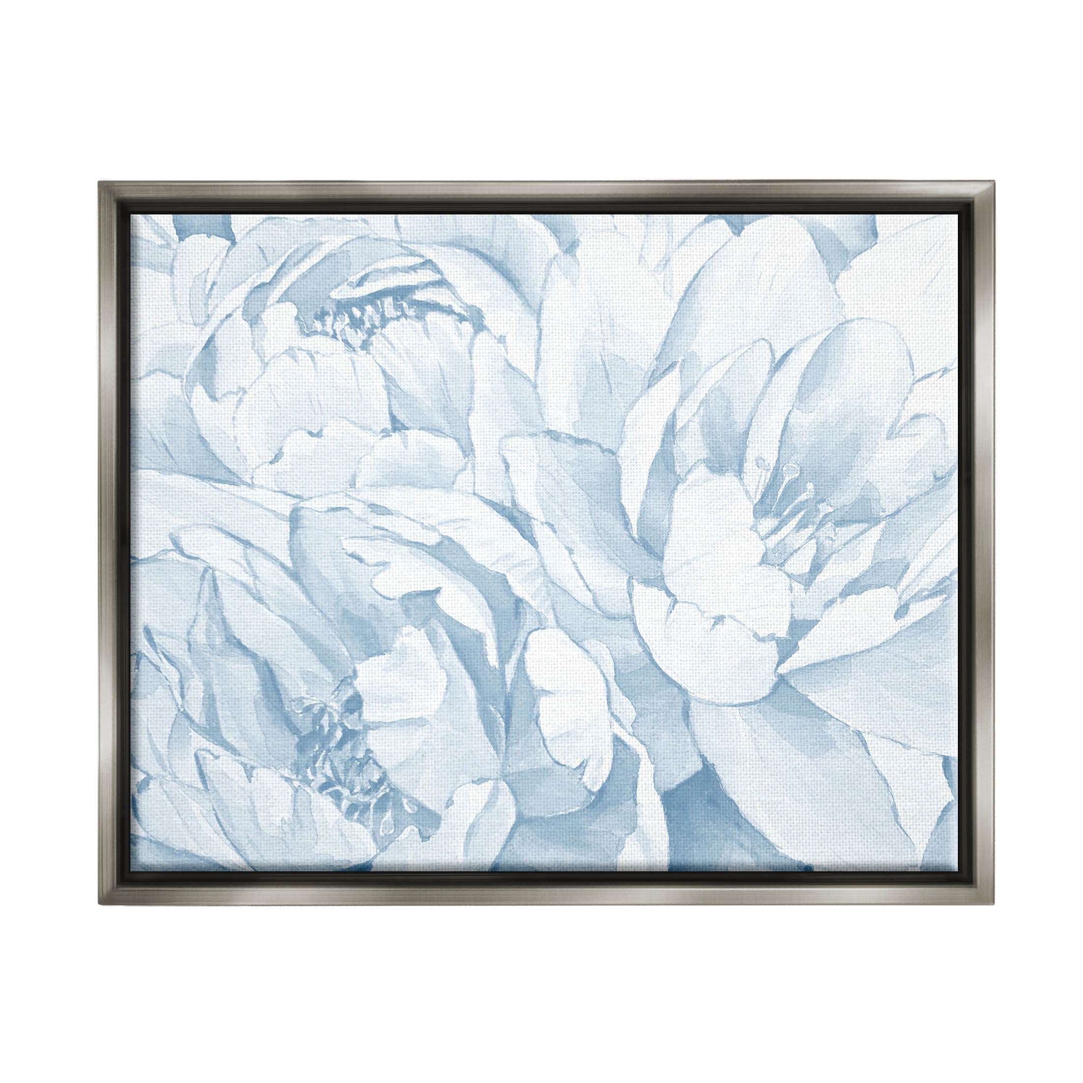 Delicate Blooming White Peonies Botanical & Floral Graphic Art Luster Gray Framed Art Print Wall Art