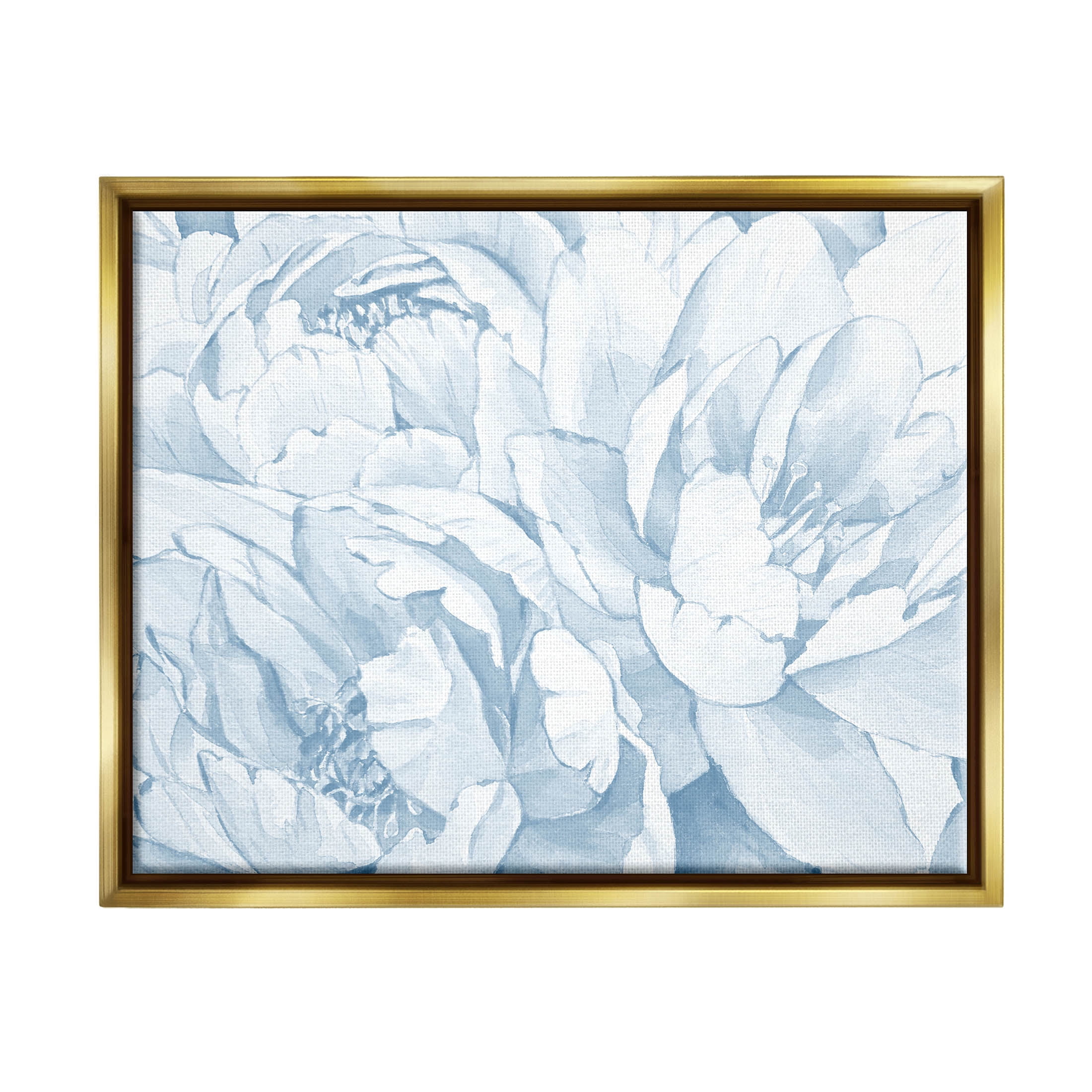 Delicate Blooming White Peonies Botanical & Floral Graphic Art Metallic Gold Framed Art Print Wall Art