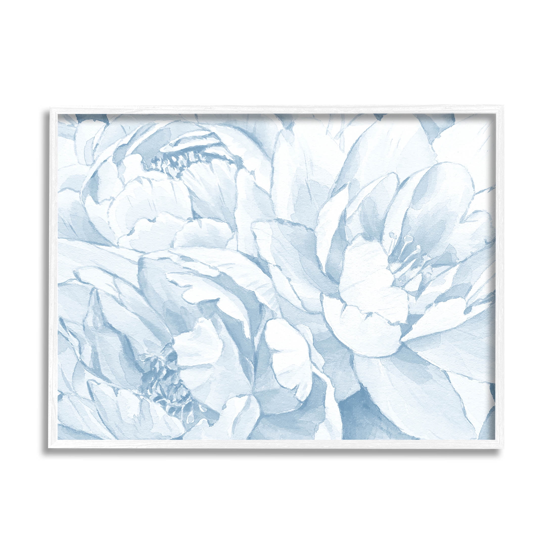 Delicate Blooming White Peonies Botanical & Floral Graphic Art White Framed Art Print Wall Art