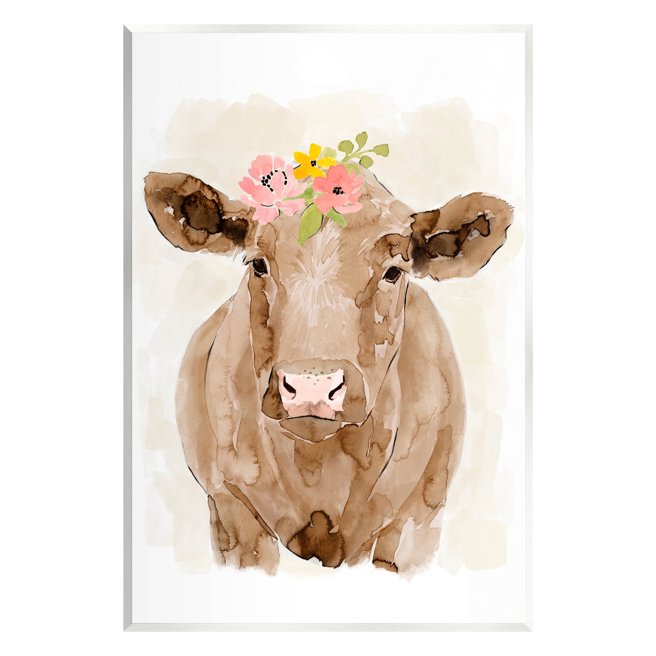Delicate Blooms Cow Portrait Animals & Insects Graphic Art Unframed Art Print Wall Art