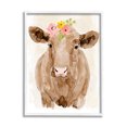 thumbnail image 1 of Delicate Blooms Cow Portrait Animals & Insects Graphic Art White Framed Art Print Wall Art, 1 of 7