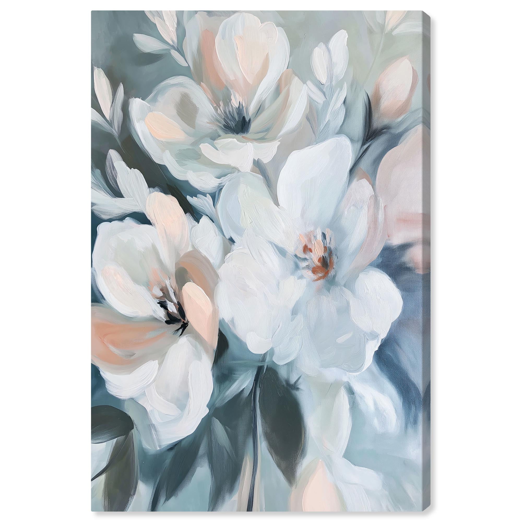 Delicate Floral Botanical Canvas Art in Soft Pastels, 16" x 24"