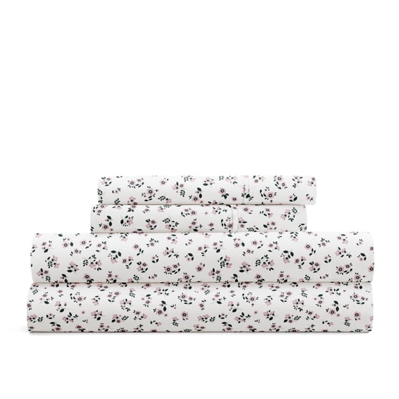 Delicate Blossoms Bed Sheets Set - Breathable and Ultra-Soft Ditsy Floral Pale Mauve for Twin Size Bedding by Comfort Canopy