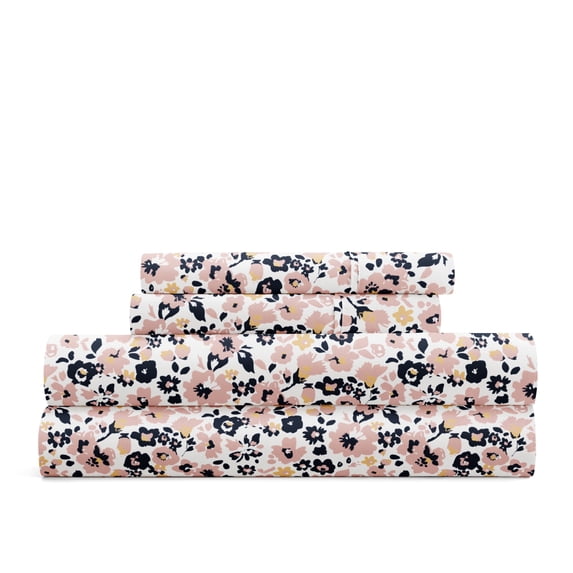 Delicate Blossoms Bed Sheets Set - Breathable and Ultra-Soft Floral Dream Mauve for California King Size Bedding by Comfort Canopy