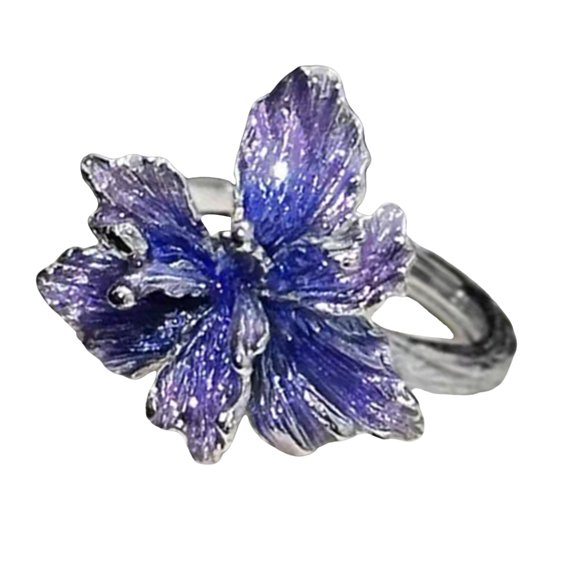 Delicate Blue Enamel Art Rings Comfortable Alloy Craft for Daily Wear Versatile Stackable Fashion Accessory