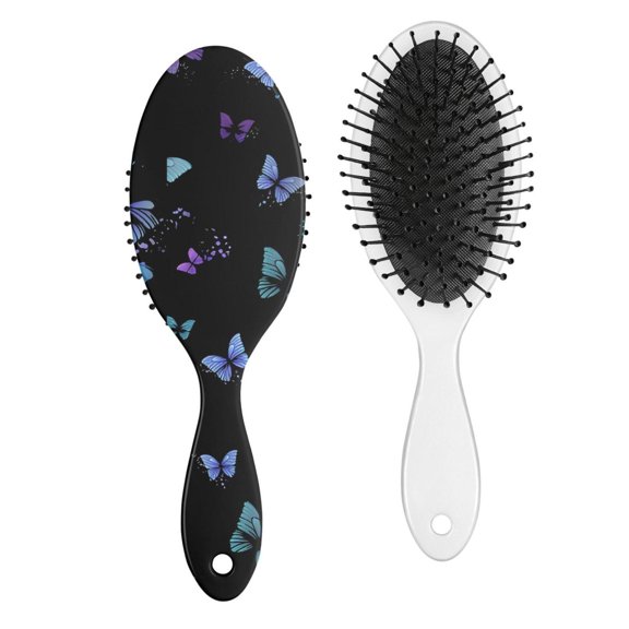 Delicate Butterfly Sketch Paddle Brush - Anti-Frizz, Smooth Strokes, Ideal for Kids & Sensitive Scalps