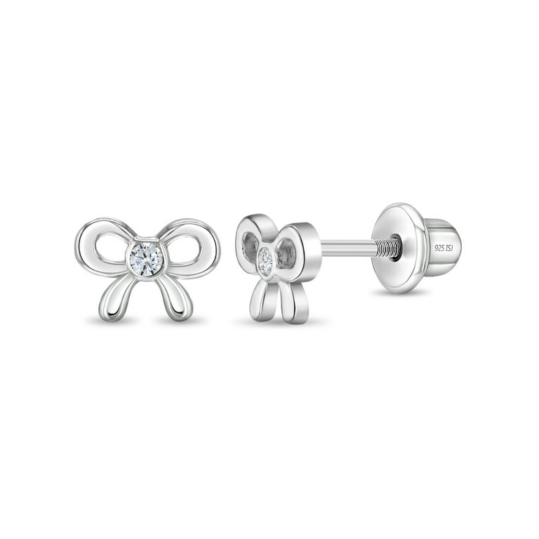 Sterling silver black CZ bow earrings Sterling silver black CZ bow earrings