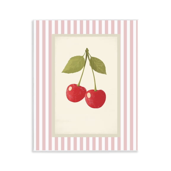 Stupell Industries Delicate Cherries on Stripes Wall Plaque Art, design by Christine Simpson Art