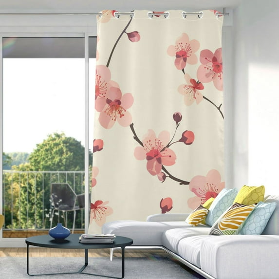 Delicate Cherry Blossoms Blackout Curtains W82 x L42 1 Panel Window Curtain for Bedroom Living Room