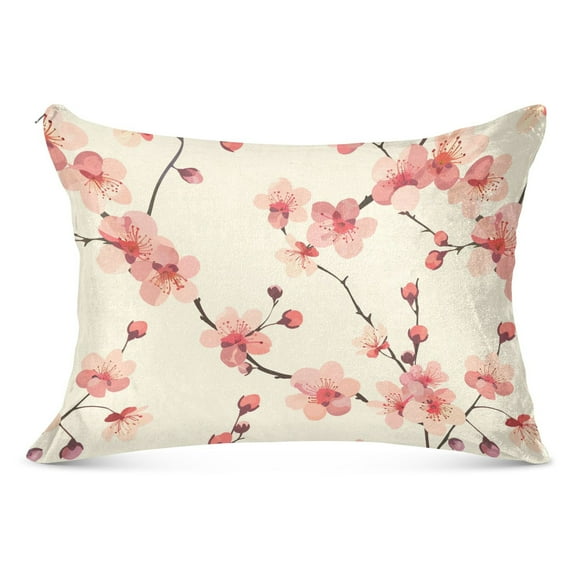 Delicate Cherry Blossoms Plush Pillow Cases Standard Size Ultra Soft Warm Pillowcases with Zipper 20"x26"