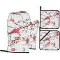 thumbnail image 1 of Delicate Cherry Blossoms Print Oven Mitts and Pot Holders Sets 4 Piece Set Kitchen Women Men Cooking Baking Microwave Heat Resistant, 1 of 6