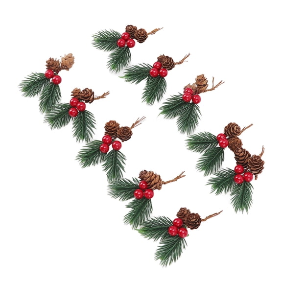 Delicate Christmas Picks, Pinecone Red Berry Accents for Garland Festive Displays