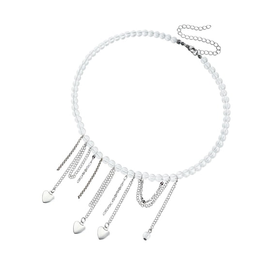 Delicate Clear Bead Heart Pendant Chokers Chain Evening Party Neck Jewelry