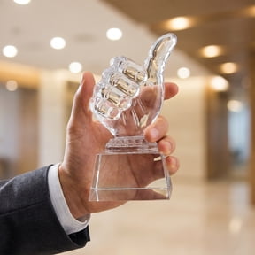 7-Inch Clear Crystal Award Trophy with Elegant Transparent Design, Ideal for Ceremonies, Recognition, and Special Achievements
