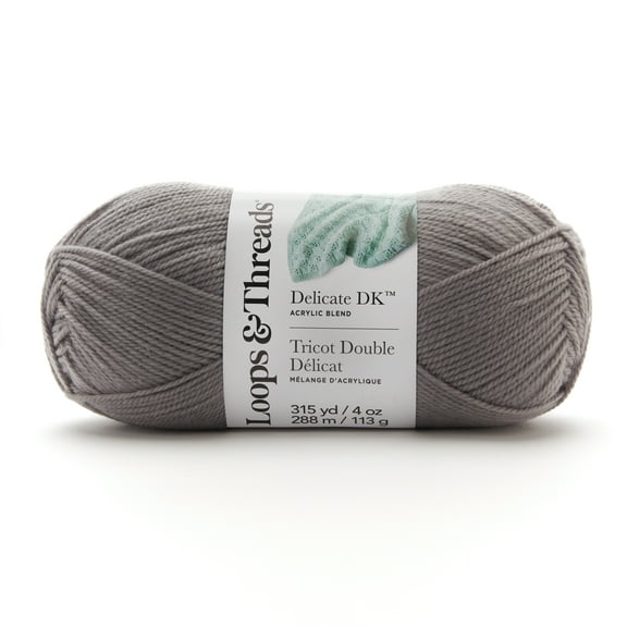 Delicate DK Yarn by Loops & Threads - Yarn for Knitting - Crochet - Weaving - and Arts & Crafts - Gray - Acrylic Yarn - 4 oz