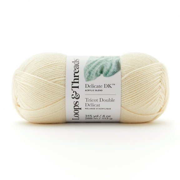 Delicate DK Yarn by Loops & Threads - Yarn for Knitting - Crochet - Weaving - and Arts & Crafts - White - Acrylic Yarn - 4 oz