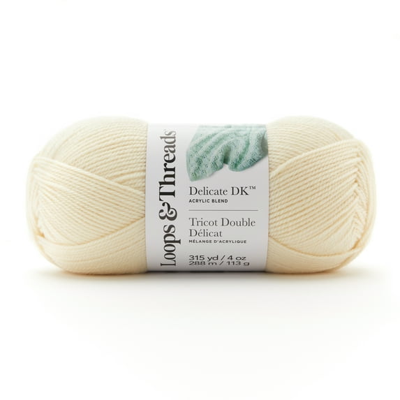 Delicate DK Yarn by Loops & Threads - Yarn for Knitting - Crochet - Weaving - and Arts & Crafts - White - Acrylic Yarn - 4 oz