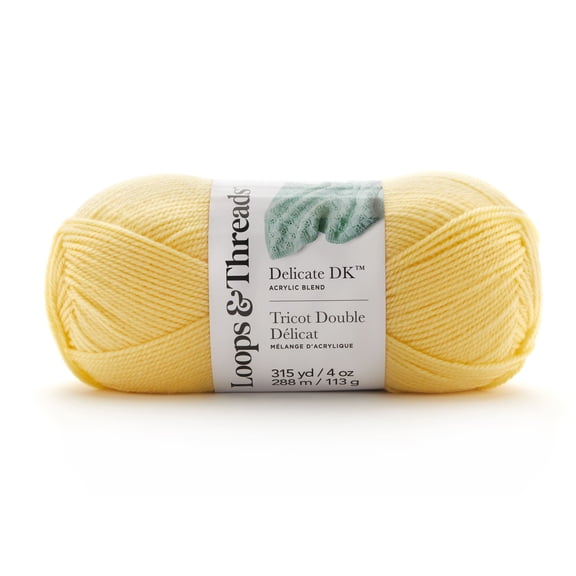 Delicate DK Yarn by Loops & Threads - Yarn for Knitting - Crochet - Weaving - and Arts & Crafts - Yellow - Acrylic Yarn - 4 oz