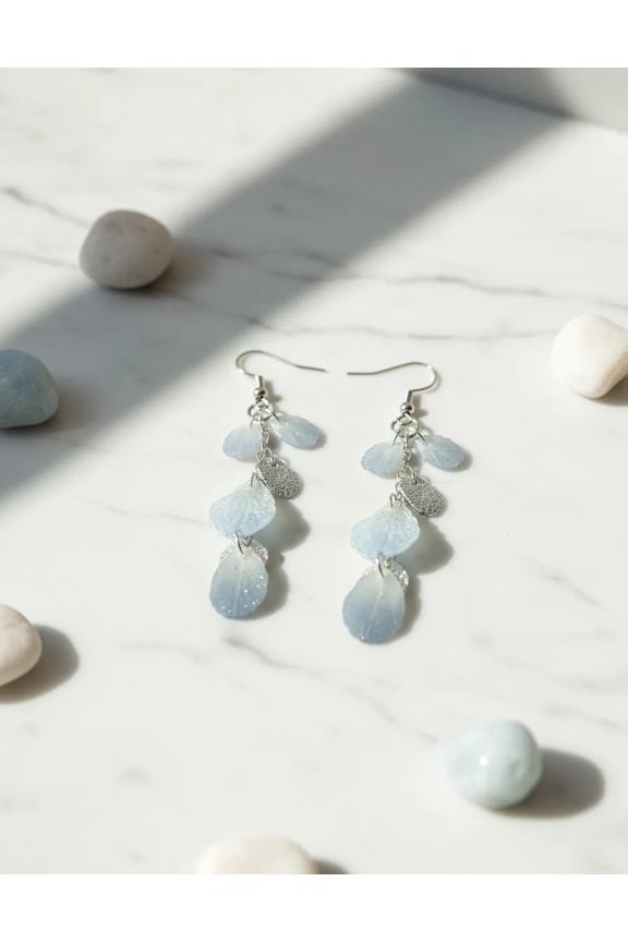 Delicate Earring Tassel Geometric Earring Long Leaf Earring