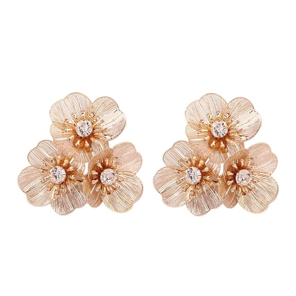 Delicate Elegant Metal Floral Stud Earrings for Women Trendy Flower Design Ear Jewelry Party Holiday Gifts