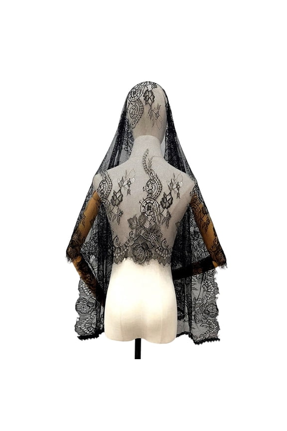 Delicate Embroidered Bridal Shawl Lightweight Polyester Fabric Traditional Mantilla For Formal