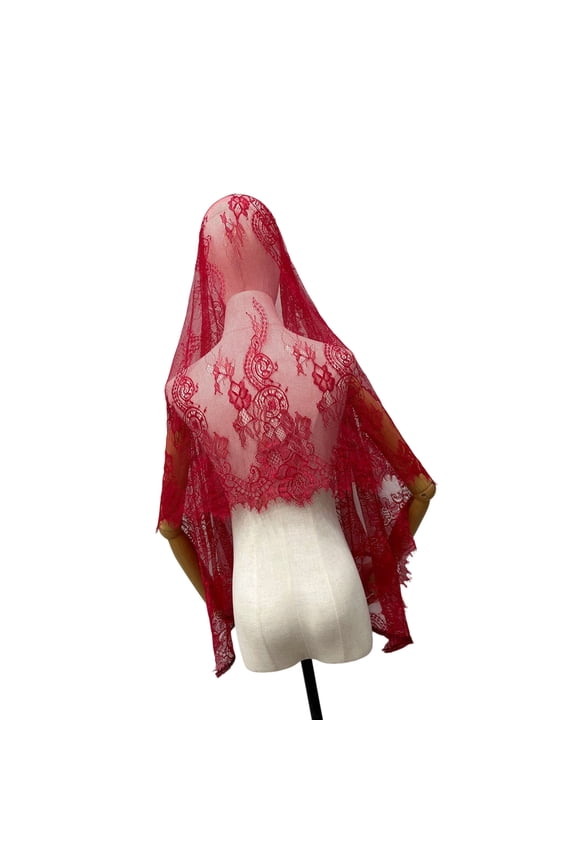 Delicate Embroidered Bridal Shawl Lightweight Polyester Fabric Traditional Mantilla For Formal
