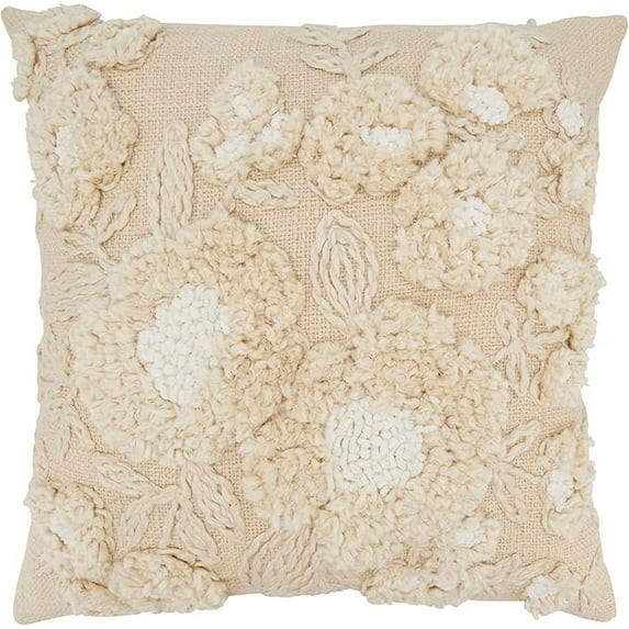 Delicate Embroidered Floral Down Filled Pillow