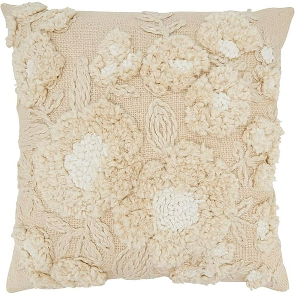 Delicate Embroidered Floral Pillow Cover