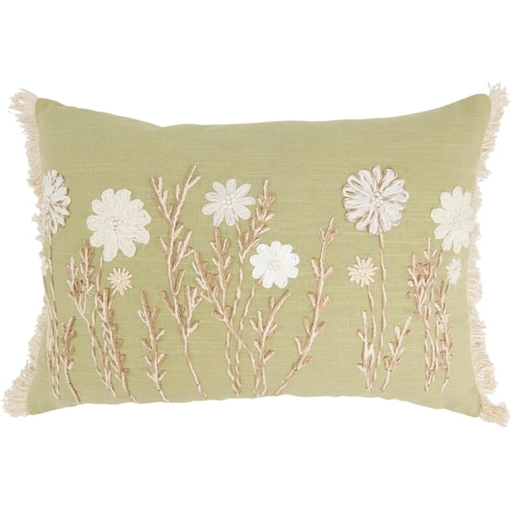 Delicate Embroidered Floral Poly Filled Pillow