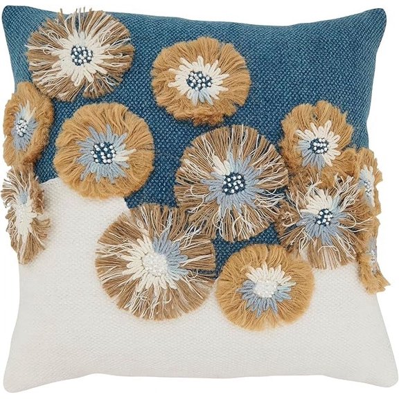 Delicate Embroidered Floral Poly Filled Pillow